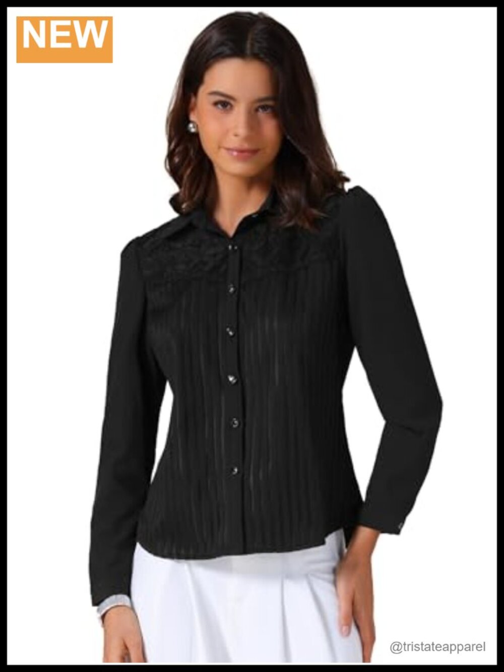 Vintage Victorian Top Striped Lace Trim Fleece Lined Long Sleeve Button Down